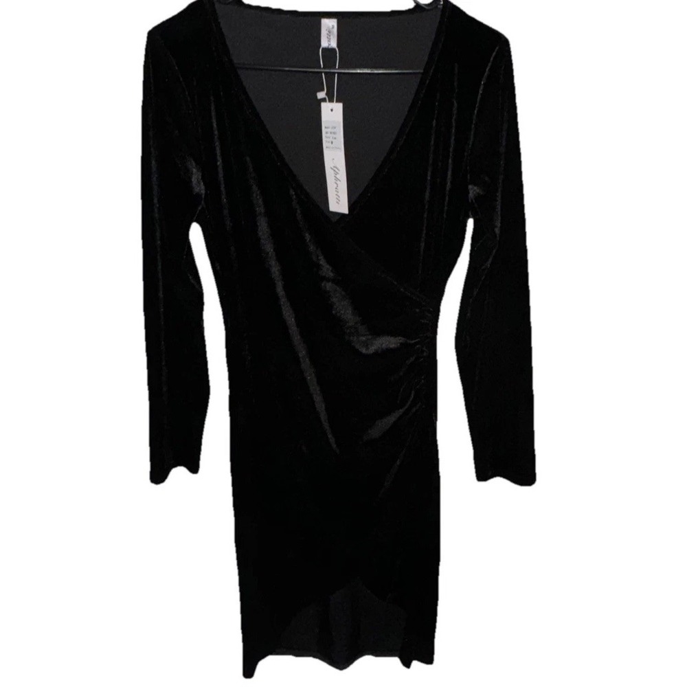 Aphratti Velvet Dress Ruched Waist Bodycon Stretch Sexy Holiday Women's Sz M NWT